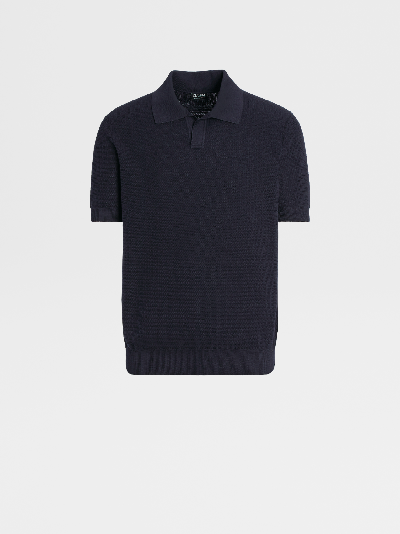 Navy Blue Premium Cotton Jacquard Short-sleeve Knit Polo